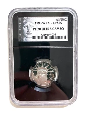 1998 W Eagle Platinum $25 PF70 Ultra Cameo NGC - Image 1 of 3
