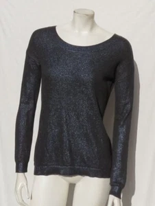 Banana Republic US Pullover Pulli Damen S Metallic Blau Baumwolle U-Ausschnitt - Bild 1 von 6