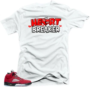 Shirt to Match Jordan Retro 5 Raging Bull Sneaker Shirts -Heart Breaker White - Picture 1 of 3