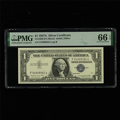 1957A Silver Certificate 1 Dollar Fr#1620 PMG 66 EPQ Gem UNC - Image 1 of 4