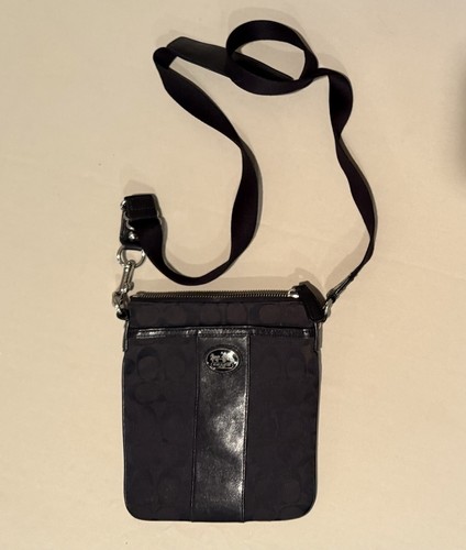 Coach Kitt Signature Tela Colorblock Messenger Tracolla Nero