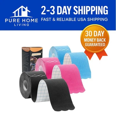 Athletic Kinesiology Tape 3 Rolls - Precut & Skin-Friendly with Strong Adhesion - Image 1 of 4