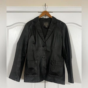Chaqueta de cuero genuino uniforme JohnPaulRichard talla grande negra - talla 14 - Imagen 1 de 5