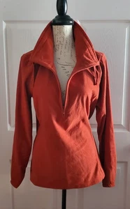 REI Damen L 1/4 Zip Fleecepullover Pullover Burnt Orange hoher Kordelzug am Ausschnitt - Bild 1 von 9