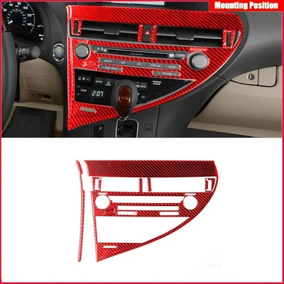 7x Red Carbon Fiber Central Console Cover Trim For Lexus RX350 RX450h  2010-2012 - Image 1 of 4