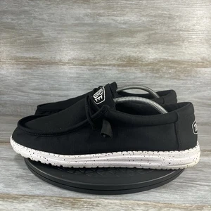 Hey Dude Men's Wally Slub Black Canvas Sneakers Size 12 - Picture 1 of 8