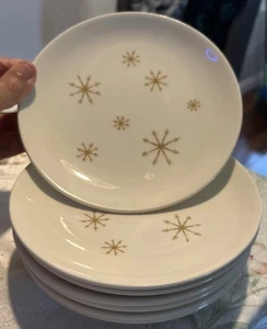 Set of 7 Royal China STARGLOW GOLD 6 3/8" Dessert Plates USA - Picture 1 of 7