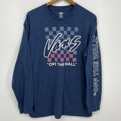 Camiseta de manga larga Vans para hombre talla L azul logotipo cuello redondo mezcla de algodón Foto 1 de 4