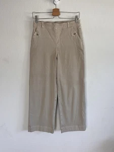 Spanx khaki hellbraun Stretch Twill Cropped weites Bein Damen Jeans Größe Medium hoher Bund - Bild 1 von 12