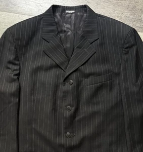 Vtg Yves Saint Laurent Blazer Sport Coat Wool Medium 42 Black Pinstriped Suit - Picture 1 of 14