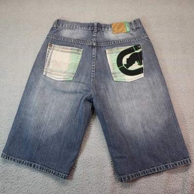 Pantalones Cortos de Jean Ecko Boys Talla 20 Azul Mediano Lavado a la Piedra Denim y2k Bordados Foto 1 de 4