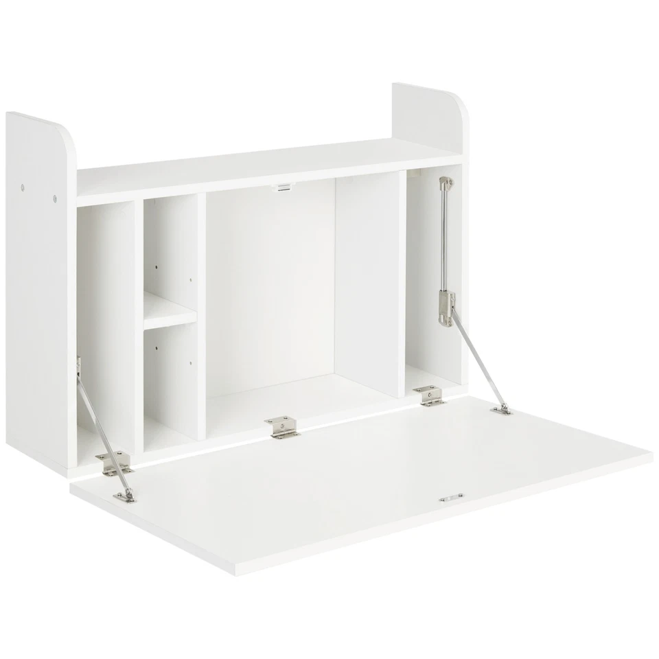 HOMCOM Wall Mounted Table w/ Space Saving Storage Compartments for Home Office - Image 1 of 4