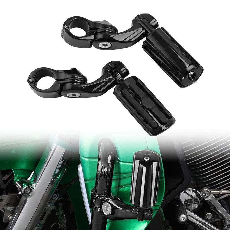 1,25" 1-1/4" estriberas cortas negras para carretera estriberas para Harley Road Street Glide Foto 1 de 4