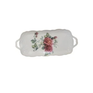 J Godinger & Co. Rose Dinner Serveware Tray Multi-use Display White Pink - Picture 1 of 8