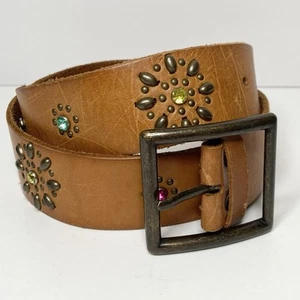 Vintage Flower Studded Leather Belt Unbranded L 34-38 - Imagen 1 de 10