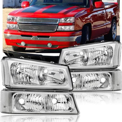 Conjunto de faros para Chevy Silverado Avalanche 2003-2006 + luces de parachoques de señal Foto 1 de 3