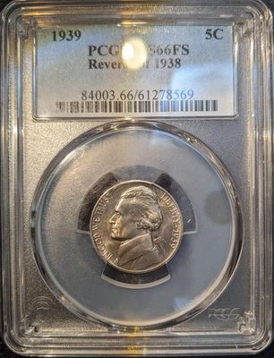 1939 pcgs ms66fs R38 Rev Reverse of 38 1938 full step Jefferson Nickel Rare READ - Image 1 of 3