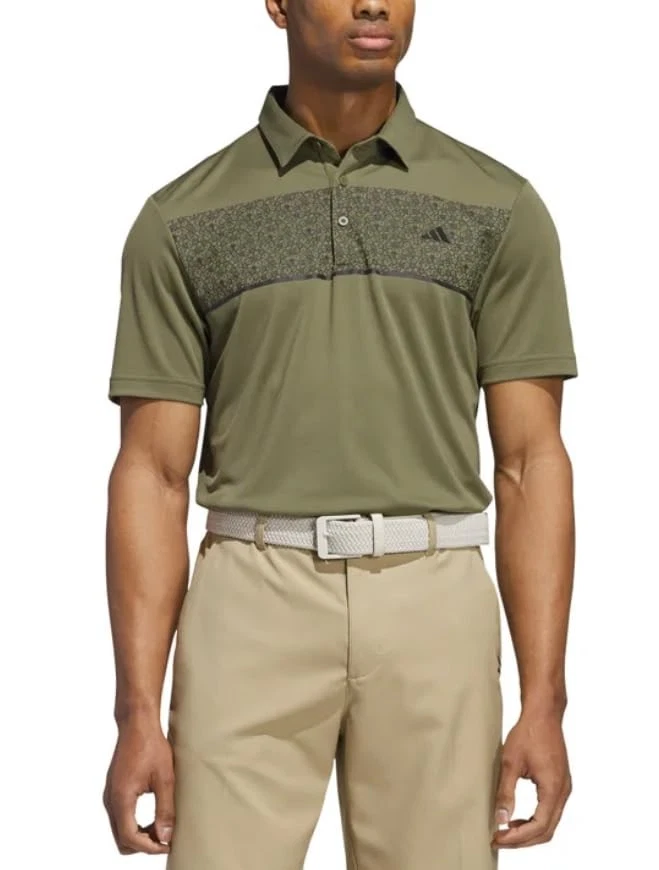 adidas Men's Regular Fit 3-Button Placket Golf Polo Green Size L
