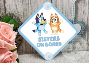 Letrero de coche Bluey - Bebé niño a bordo - Hermanas a bordo - Imagen 1 de 2