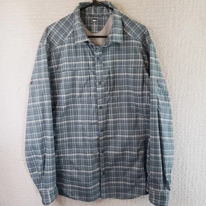 REI Co-op shirt Mens Sz XL Vented Bluish Green Plaid L. Sleeve Button Down - Picture 1 of 21
