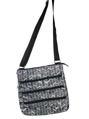 Bolso Bandolera Baggallini Chevron Negro Gris Blanco Multi Viaje Bolsillos con Cremallera Foto 1 de 4