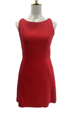 Vestido MILLY Rojo Mezcla de Lana Sin Mangas Forrado a Lápiz Espalda Cremallera Dorada Talla 4 EE. UU. Foto 1 de 4