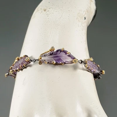 礼品首饰 天然紫水晶手链 925 纯银 8.5"/BR13807 — 第 1/4 张图片