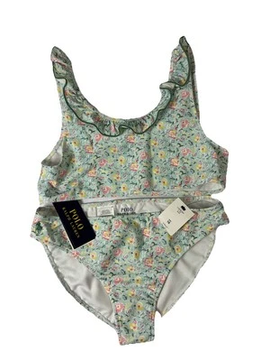 Polo Ralph Lauren Niñas Grandes Floral Volantes Dos Piezas Traje de Baño Verde Talla 16 Nuevo con Etiquetas Foto 1 de 4