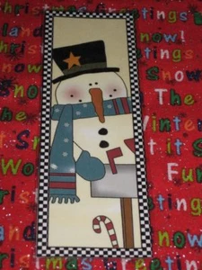 PRIMITIVE SNOWMAN LAMINATED BOOKMARK  - Picture 1 of 1