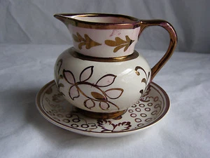 Vintage Copper Lustre Creamer Pitcher England Lancaster Hanley, Gray`s Stoke - Picture 1 of 11