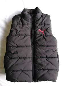 Puma Vest Puffer Jacket Boy's Youth Size XXS 3-4 Black Red Logo Full Zip Warm - Picture 1 of 6