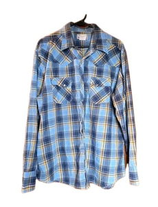 Men's Wrangler Wrancher Pearl Snap Size XL Long Sleeve Shirt Western Pockets - Picture 1 of 10