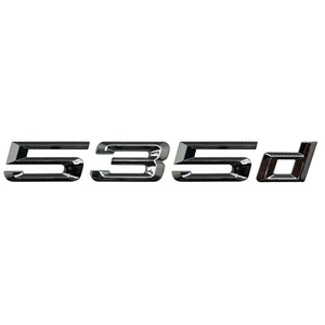 Emblema distintivo bagagliaio posteriore numero lettera piatta auto cromato argento 535d per BMW - Foto 1 di 1