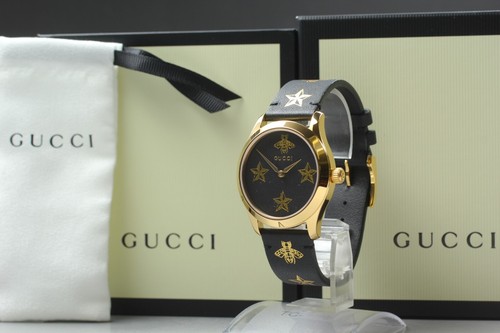 【INUTILIZZATO con scatola】 Orologio Uomo GUCCI Star Bee G Timeless 126.4 Oro Nero 38mm QZ