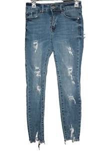 KanCan Women’s Jeans Size 5/26 Blue Denim Pants Distressed Raw Hem Ankle 26x26 - Picture 1 of 2