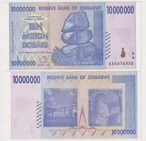 ZIMBABWE 10 MILLION DOLLARS (2008) P-78 Light Circulated EF BANKNOTE - Picture 1 of 1