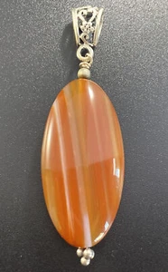 Sterling Silber Karneol Anhänger Hänger Tropfen Floral durchbrochen fein - Bild 1 von 4