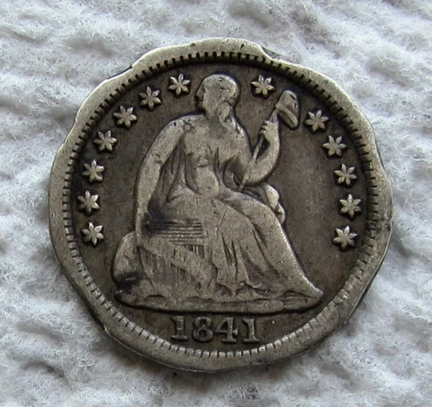 1841-O Seated Liberty Silver Half Dime Rare Key Date Mid Grade Detail Rim Damage Cover