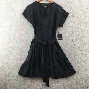 Simply Vera Wang Fit & Flare Dress Womens Small Black Tie Up Waist Casual NEW - Picture 1 of 16