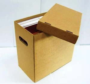 2 x 12" Vinyl Record Storage Cardboard Archive Box - Hold 50 LPs/70 12" Singles - Picture 1 of 3