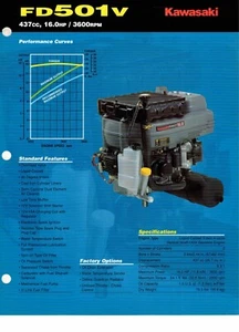 Folleto de ventas de concesionarios Kawasaki genuino/hoja de especificaciones del producto motor V FD501V doble - Imagen 1 de 2