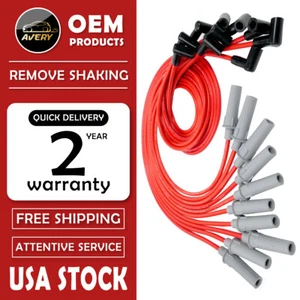 Red Ignition Spark Plug Wires Set For 1990-2003 Dodge 1500 2500 3500 Truck Van - Picture 1 of 7