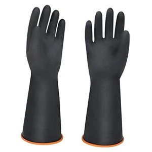 14" XL Size Latex Chemical Resistant Gloves, Reusable Heavy Duty Long Rubber - Picture 1 of 7