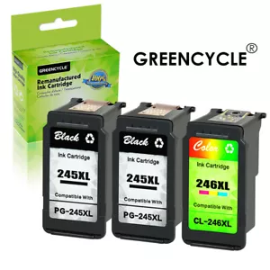 3PK GREENCYCLE PG-245XL CL-246XL Ink SET For Canon MG2920 MG2922 MX490 MX492 490 - Picture 1 of 24