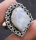 Rough Rainbow Moonstone 925 Silver Plated Handmade Ring Us Size 9
