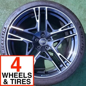 Set Factory Audi R8 Wheels Michelin Tires Forged Original OEM V10 5 V Spoke Evo - Picture 1 of 24