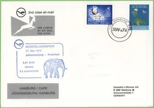 South Africa 1974 Lufthansa Flight Cover Johannesburg - Frankfurt - Picture 1 of 1
