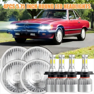 Faros LED redondos de haz alto bajo de 5,75" de 4 piezas para Mercedes-Benz 380SL 450SL 560SL Foto 1 de 4