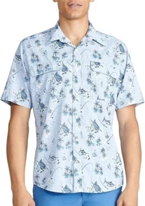 NWT IZOD  Surfside Sailfish  Tropical Short Sleeve Button Down Shirt  Men's M - Picture 1 of 4