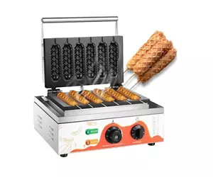 Commercial Corn Dog Waffle Maker Machine 6 PCS 1550W Waffles on a Stick - Picture 1 of 16